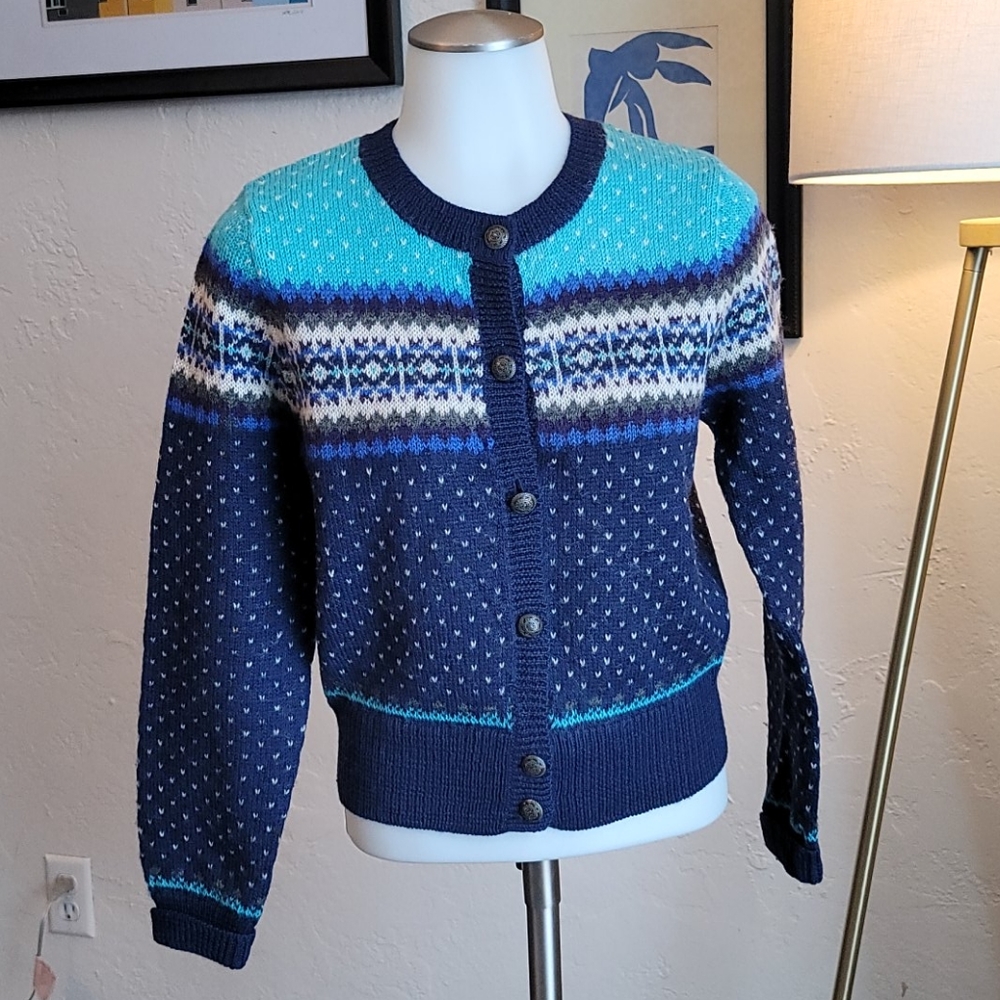 Vintage Gap Fairaisle Lambswool Cardigan Sz S EUC